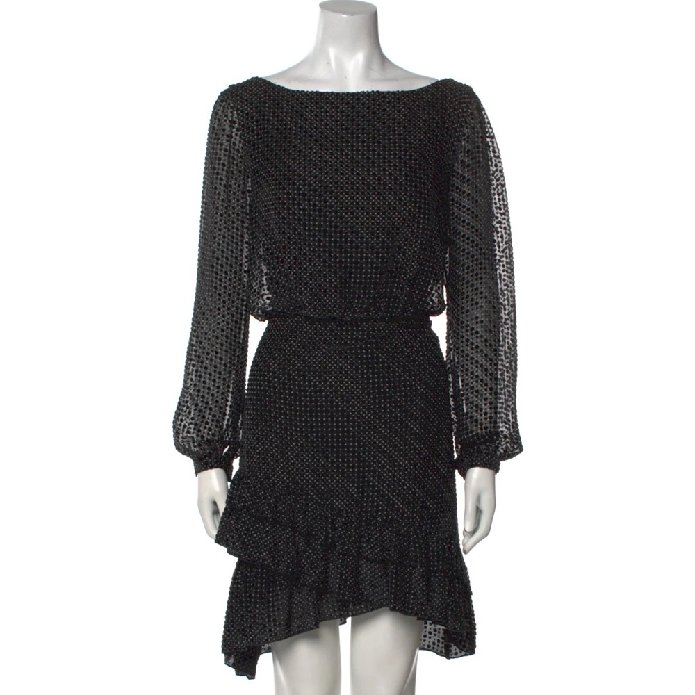 SALONI Black‎ Textured Long Sleeve Dress